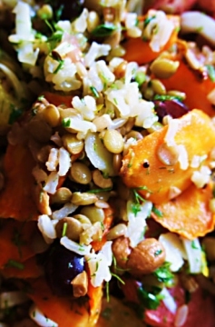 Receita de Salada de Laranja, Funcho, Lentilha e Arroz Integral