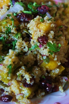 Receita de Salada de Quinoa, Moranga Assada e Cranberry