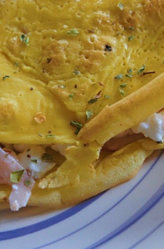 Receita de Crepioca Light com Recheio de Peito de Peru e Queijo Cottage
